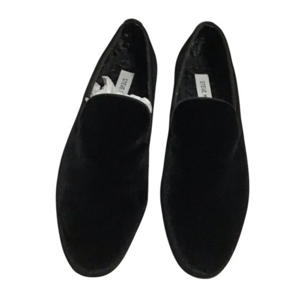 Steve Madden Black Velvet Loafer Dress Shoes‎ Men's Size 7 Formal Wedding